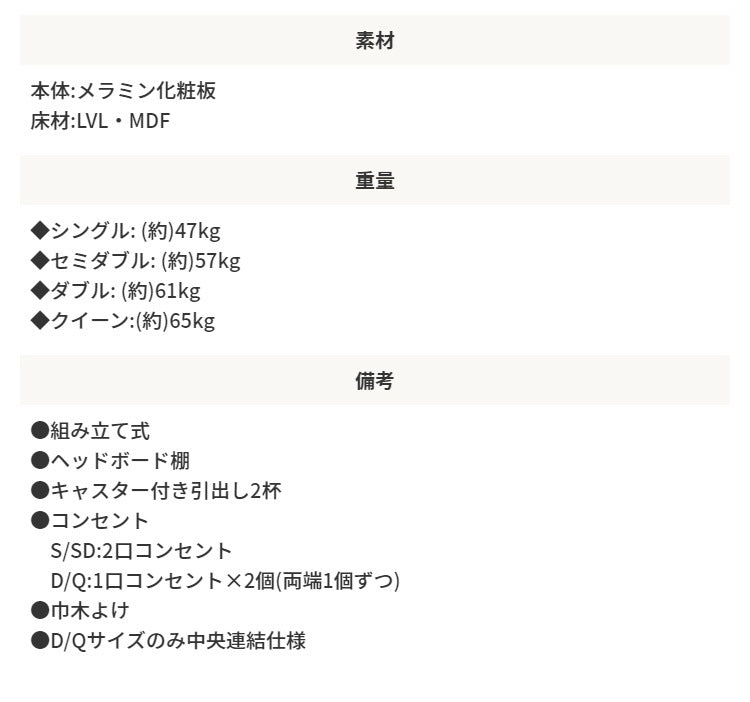 シングルベッド+リバーシブルマットレスセット 硬め/柔らかめ コンセント付き 棚付き 引き出し収納