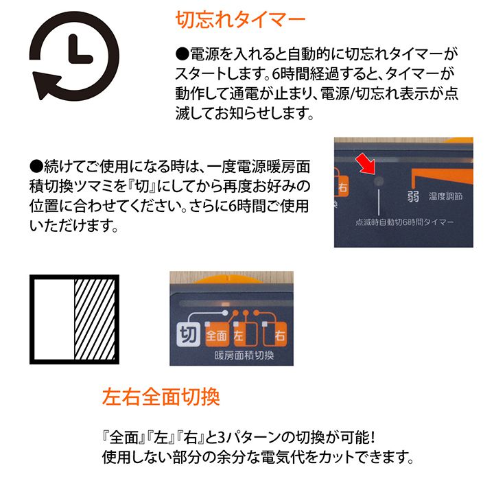 電気カーペット 180x126cm ホットカーペット ダニ対策 切り忘れタイマー