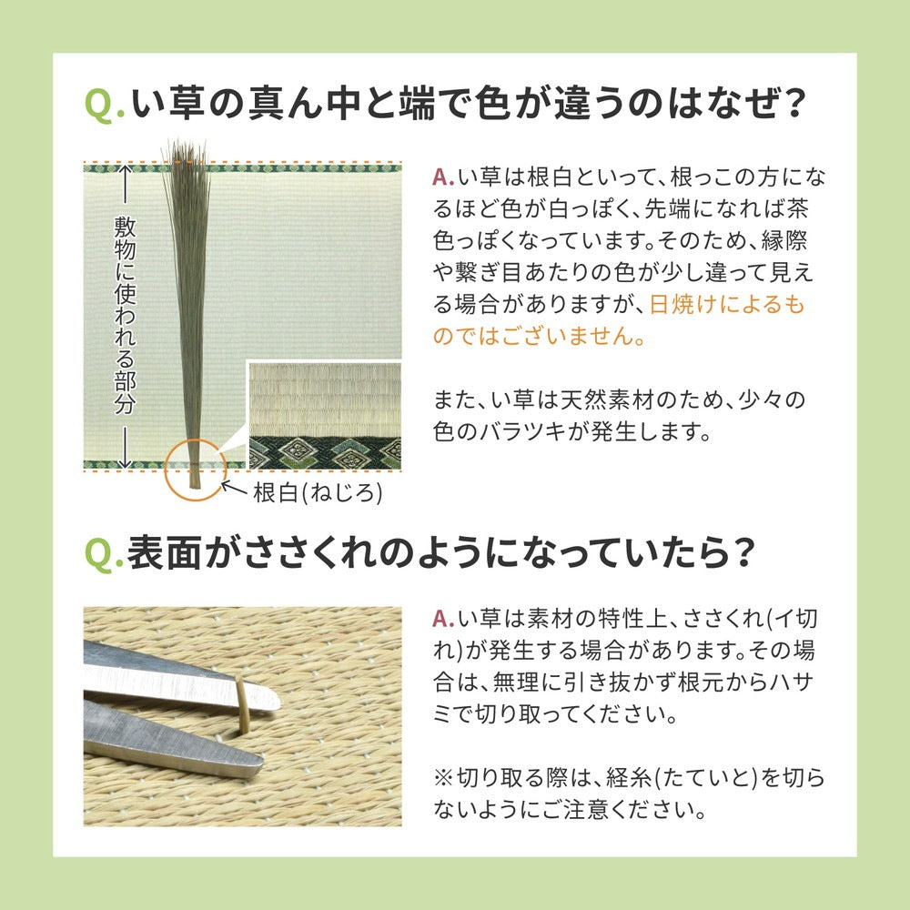 い草カーペット 和室 フリーカット 江戸間2帖(174x174cm) 補修テープ付き 部屋に合わせたカット可能