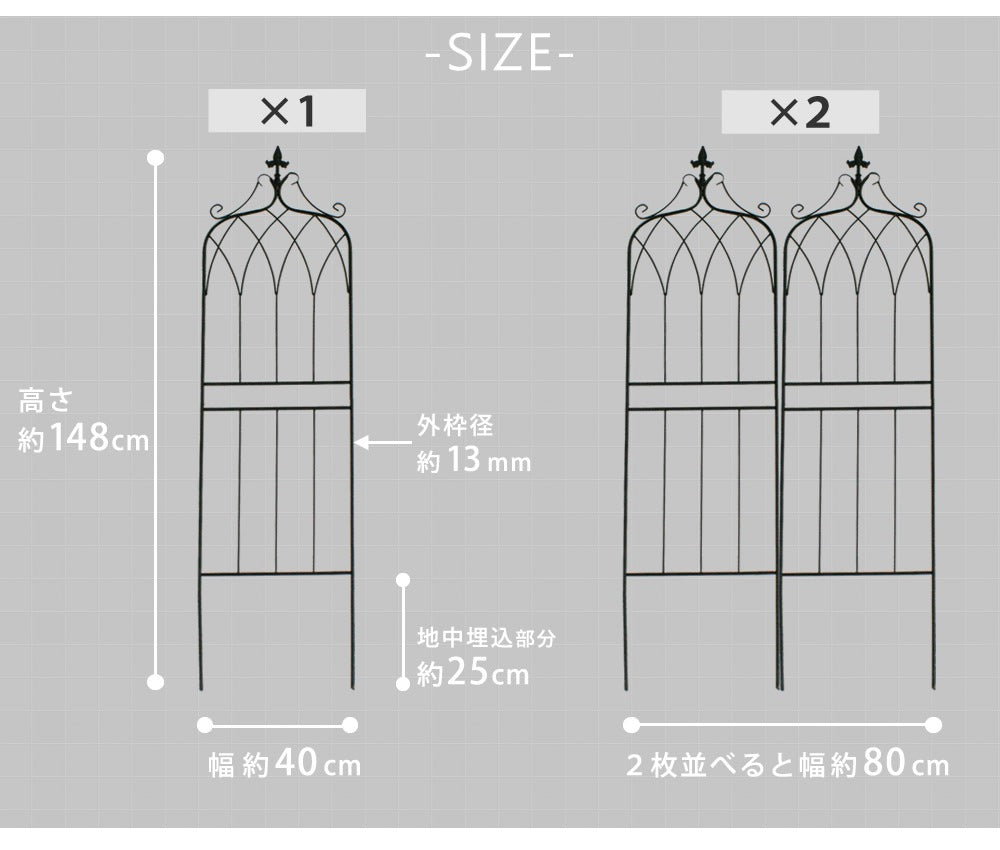 アイアン製フェンス ロータイプ 2枚セット 1枚あたり幅40cm ガーデニング 園芸 高耐久