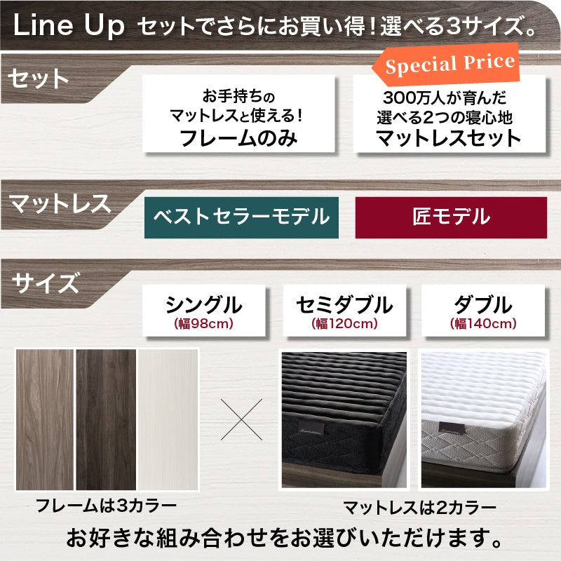 本棚 + タンス内蔵 シングルベッド + マットレスセット S 多機能 コンセント付き 大容量収納 すきまブックラック