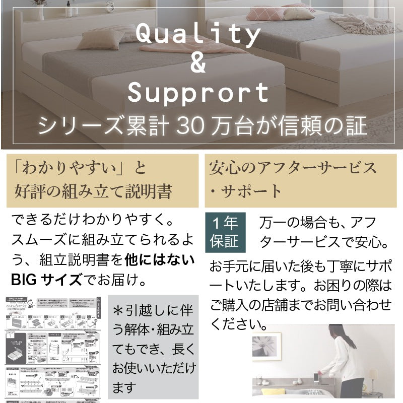 シングルベッド 脚付きタイプ S すのこ ベッドフレーム単品 テクスチャー/天然木調 コンセント付き 棚付き