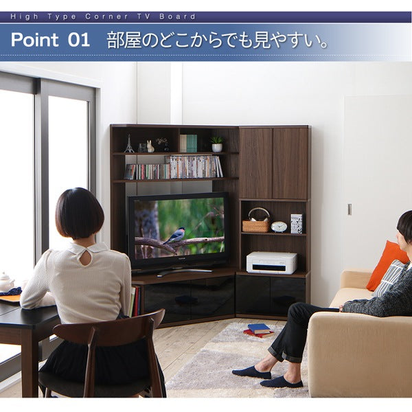 ハイタイプ大型テレビボード + キャビネット 2点セット 壁面収納 ハイボード 隠しキャスター 52インチまで対応