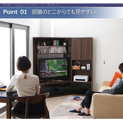 ハイタイプ大型テレビボード + キャビネット 2点セット 壁面収納 ハイボード 隠しキャスター 52インチまで対応