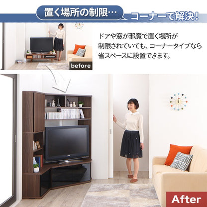 ハイタイプ大型テレビボード + キャビネット 2点セット 壁面収納 ハイボード 隠しキャスター 52インチまで対応