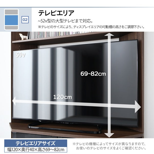 ハイタイプ大型テレビボード + キャビネット 2点セット 壁面収納 ハイボード 隠しキャスター 52インチまで対応