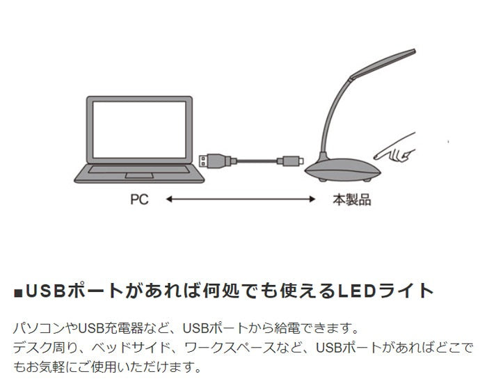 LEDライト PC接続 眼精疲労防止に 手元の書類を明るく スタンドタイプ