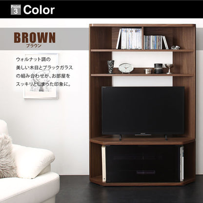 隠しキャスターで移動できる 大型コーナーテレビボード 32-40インチ対応 ハイタイプ