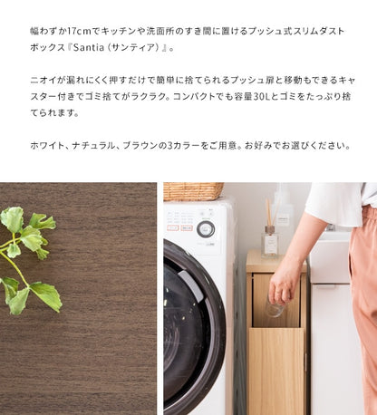 ゴミ箱に見えない すきま収納 ゴミ箱 幅17cm キッチン 洗面所 収納 スリムダストボックス