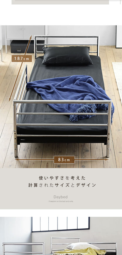ソファーベッド 高さ調整 セミシングルショート 高級感 クロムメッキ スタイリッシュ