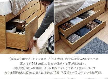 セミダブル チェストベッド＋薄型マットレスセット 大容量引き出し収納 Cattleya コンセント付き 配達不可地域あり