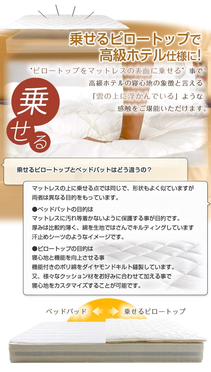 シングル S マットレスに乗せて高級仕様 エアーピロートップ 幅100cm