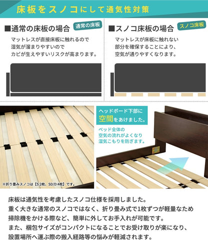 シングルベッド＋ブラックマットレスセット Lonnie USB 宮付きフロアベッド ローベッド
