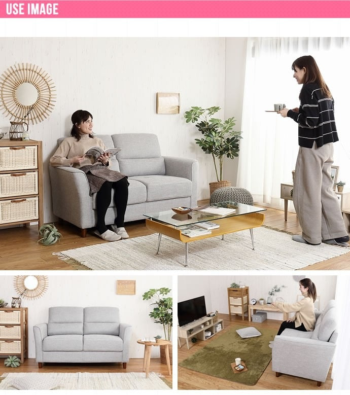 2人掛けハイバックソファ 幅147cm ファブリック 肘置き シンプル