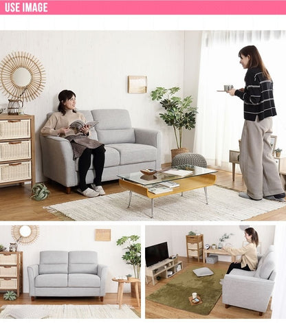 2人掛けハイバックソファ 幅147cm ファブリック 肘置き シンプル