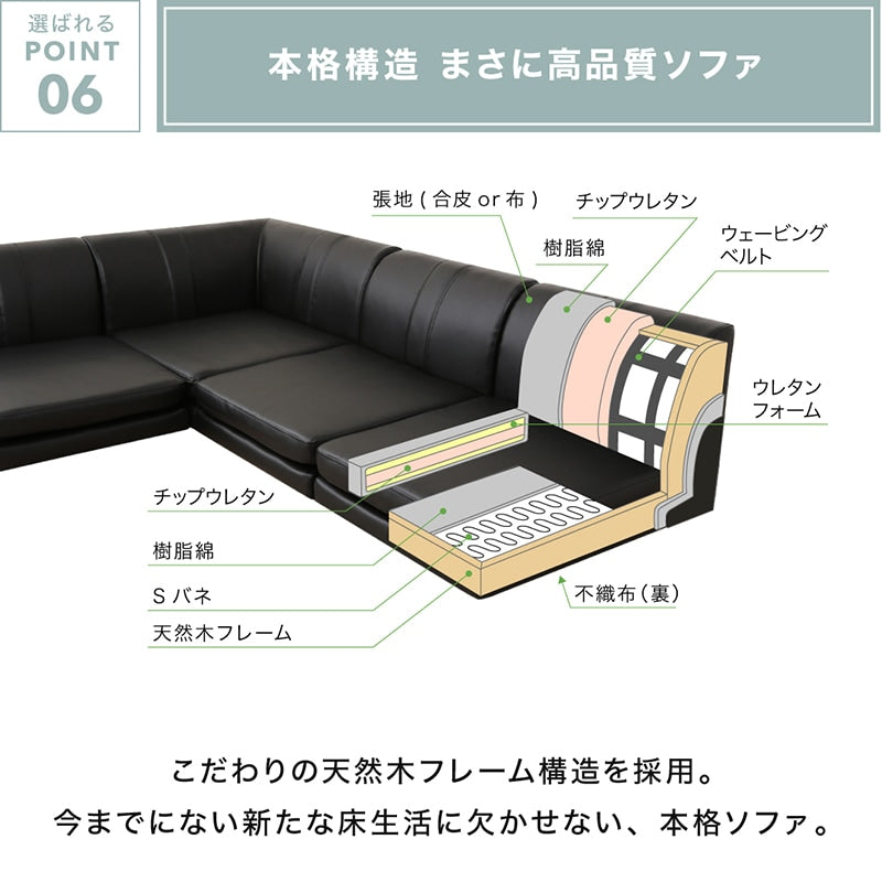 ローソファー コーナー L字 フロアソファー SP floor corner 1Px3+コーナー