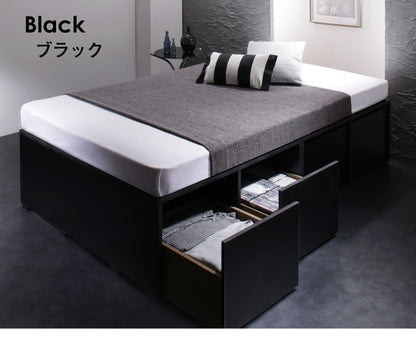 シングルベッド+マットレスセット チェストベッド 大容量収納ベッド 薄型ボンネルコイルマットレス ハイタイプ 引き出し4杯