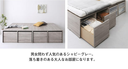 シングルベッド+マットレスセット チェストベッド 大容量収納ベッド 薄型ボンネルコイルマットレス ハイタイプ 引き出し4杯