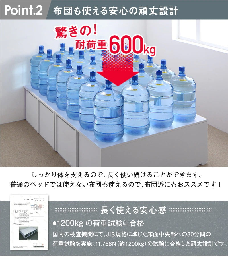 シングルベッド+マットレスセット チェストベッド 大容量収納ベッド 薄型ポケットコイルマットレス ハイタイプ 引き出し4杯