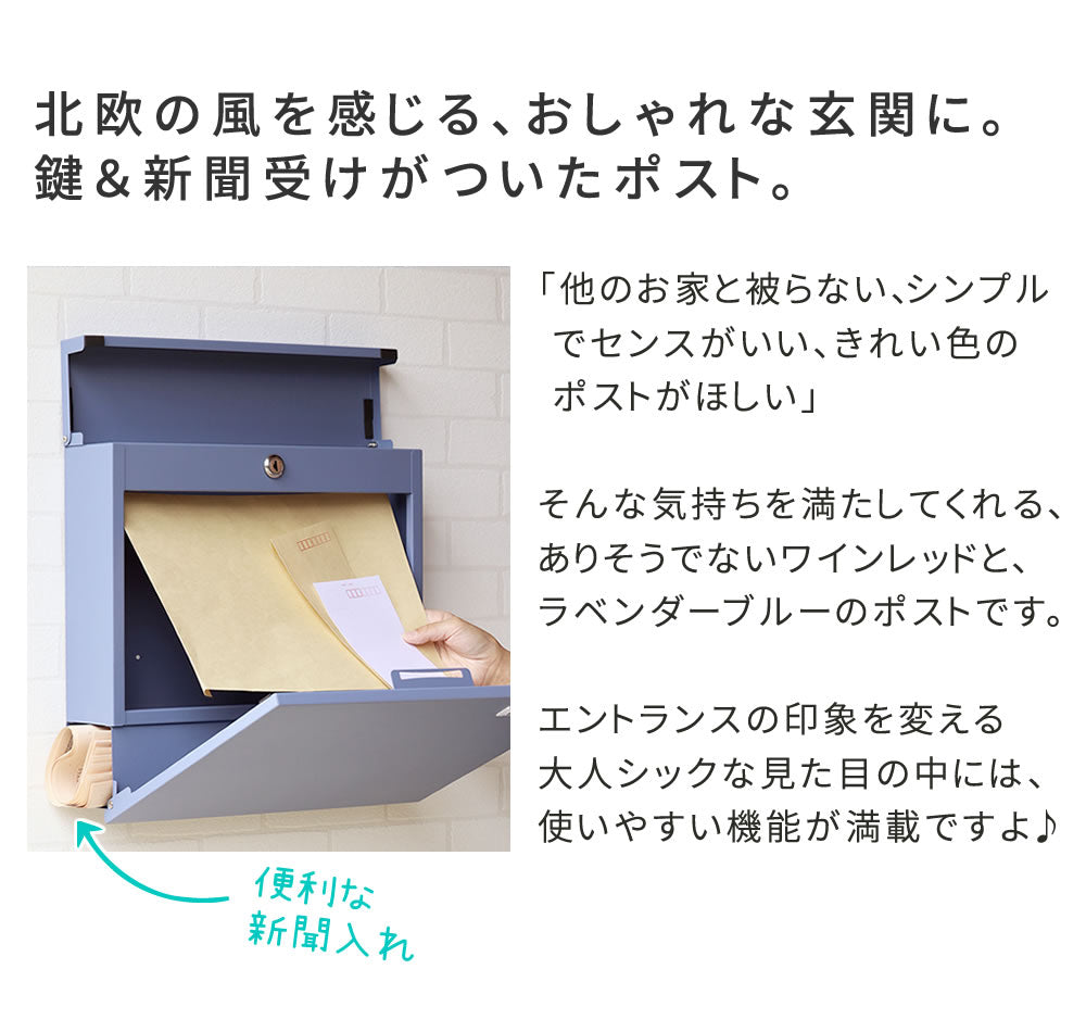 郵便ポスト 郵便受け PST-004 Miche（ミケ）木目調 フラック 壁掛けポスト