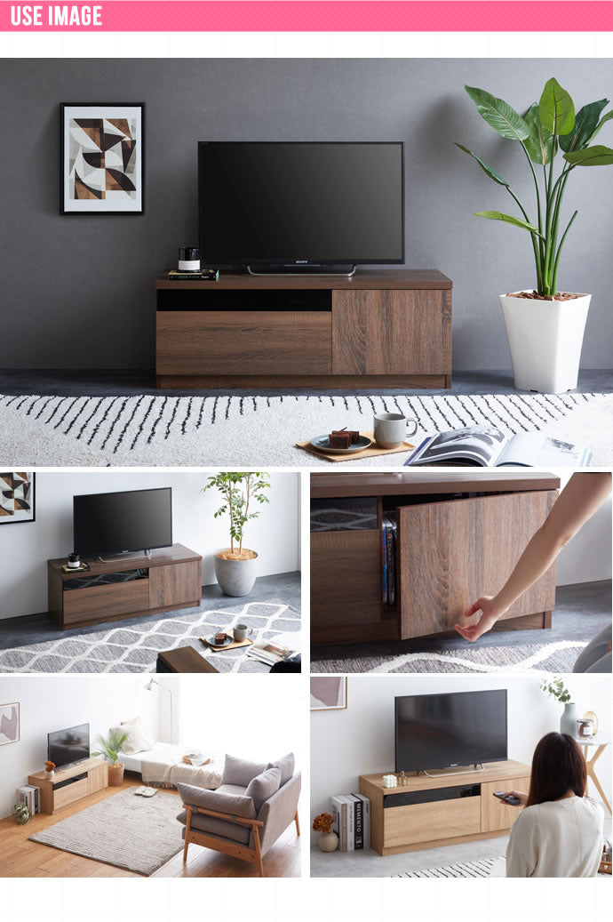 赤外線透過ブラックパネル フラットなテレビボード 幅100cm ルーター収納 ローボード