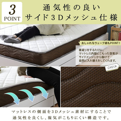 リバーシブル マットレス SSS スモールセミシングル 硬め／柔らかめ ポケットコイル 厚さ20cm