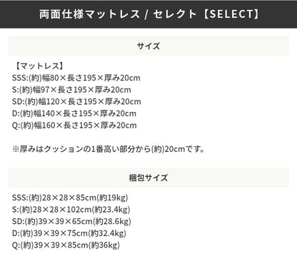 シングルベッド + リバーシブルマットレスセット 硬め／柔らかめ コンセント付き 棚付き 収納スペース