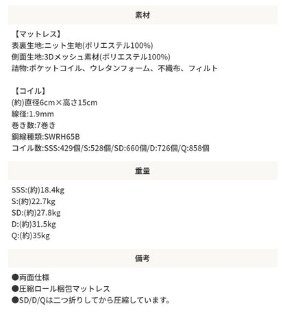 ダブルベッド + リバーシブルマットレスセット 硬め／柔らかめ コンセント付き 棚付き 収納スペース