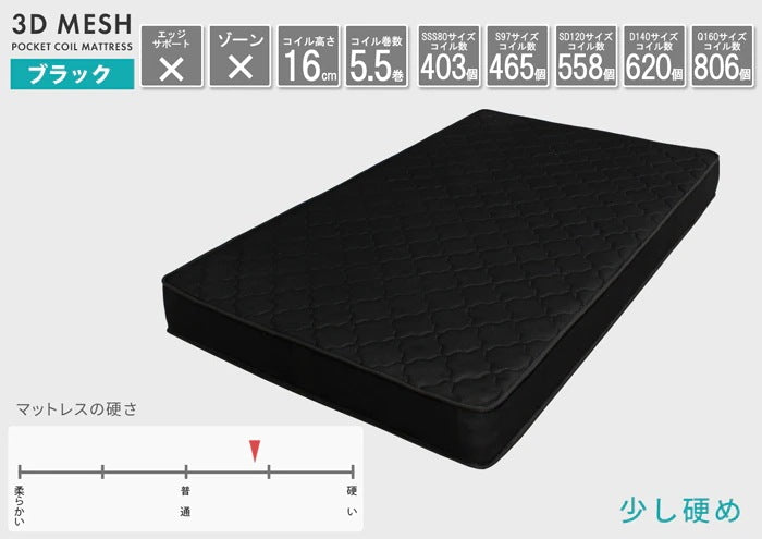 ダブルベッド + ブラックマットレスセット USB／コンセント／ヘッドボード／引き出し収納