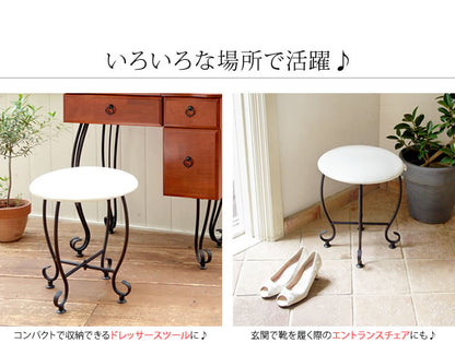 ラウンドスツール PUレザー スパニッシュテイスト 猫脚