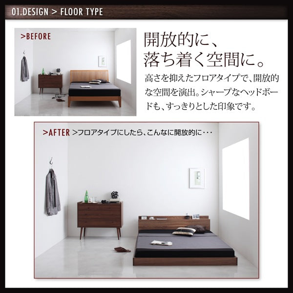 シングルベッド + マットレスセット W.coRe ローベッド スタンダードポケットコイルマットレス