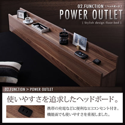 セミダブルベッド + マットレスセット W.coRe ローベッド スタンダードポケットコイルマットレス