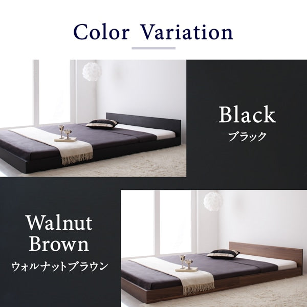 セミダブルベッド + マットレスセット 薄いスリムなヘッドボード HIRO ローベッド 省スペース フロアベッド プレミアムボンネルコイルマットレス