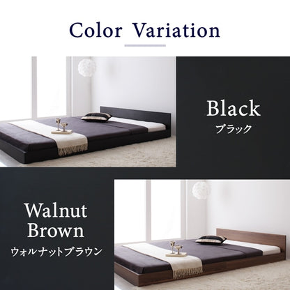 セミダブルベッド + マットレスセット 薄いスリムなヘッドボード HIRO ローベッド 省スペース フロアベッド プレミアムボンネルコイルマットレス