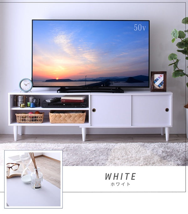 テレビボード 大型テレビ 55V型まで対応 ローボード TV台 ブラック/ホワイト