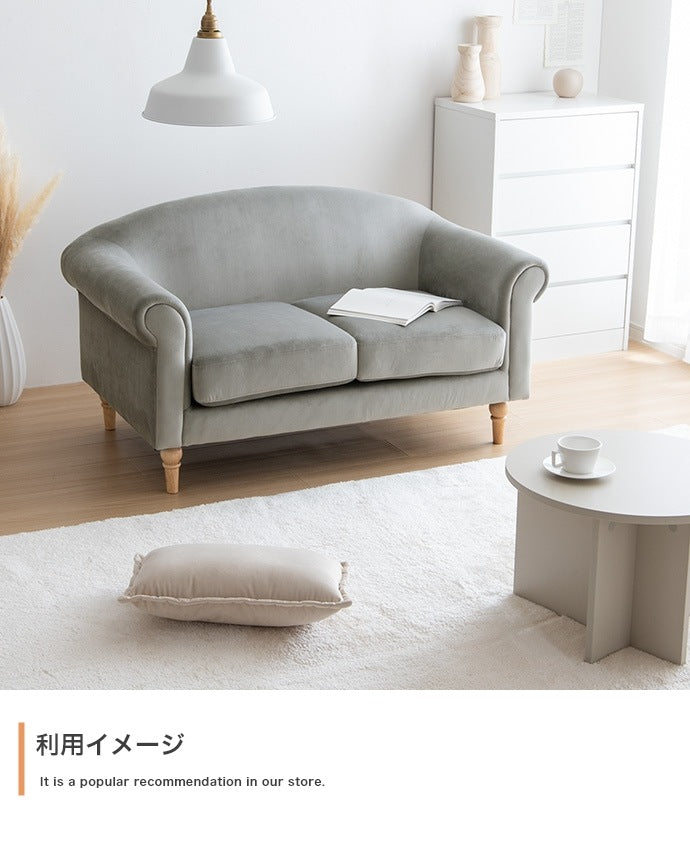 アンティーク風 ベロアソファ 2人掛け クラシカル シンプル 脚取り外し可能