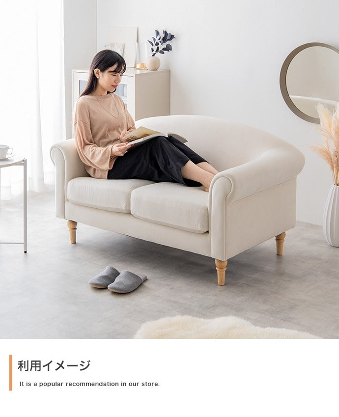 アンティーク風 ベロアソファ 2人掛け クラシカル シンプル 脚取り外し可能