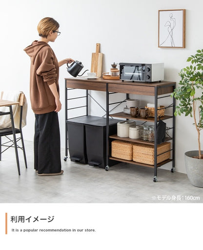 キャスター移動できる ゴミ箱上レンジラック 幅120cm レンジ台 大容量収納
