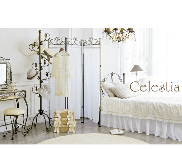 三連パーテーション Celestia レースカーテン 高さ170cm アンティーク