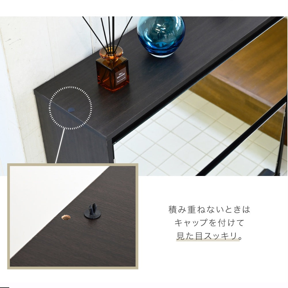 薄型 ミラーシューズラック 幅90cm 奥行33cm シンプル 省スペース フラップ扉
