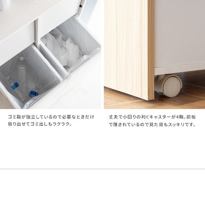 ゴミ箱 分別キャスターダストボックス 幅60cm スタイリッシュ 45Lx2