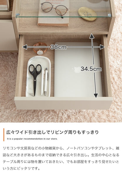 2wayドレッサーテーブル 幅75cm ディスプレイ収納付き ローテーブル