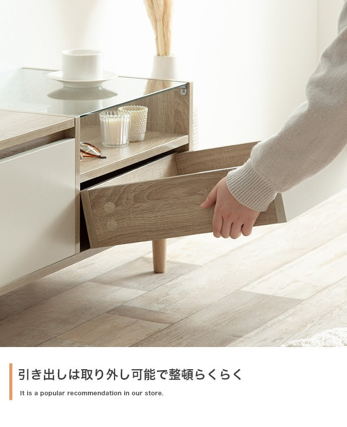 2wayドレッサーテーブル 幅75cm ディスプレイ収納付き ローテーブル