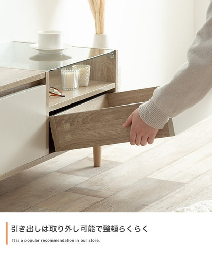 2wayドレッサーテーブル 幅75cm ディスプレイ収納付き ローテーブル