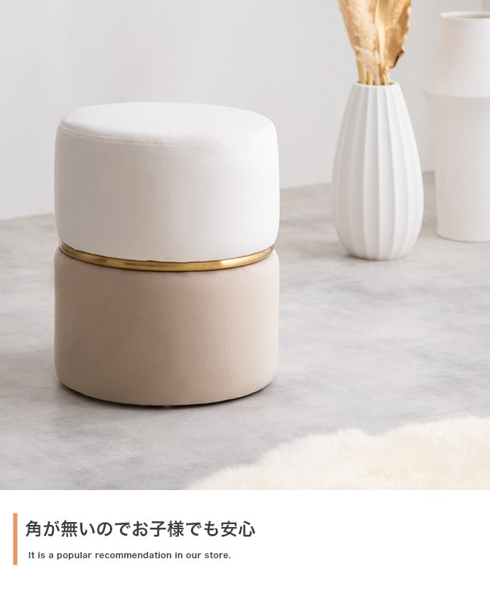 ベロア ドレッサースツール 高さ41cm バイカラースツール 丸 フェミニン 完成品