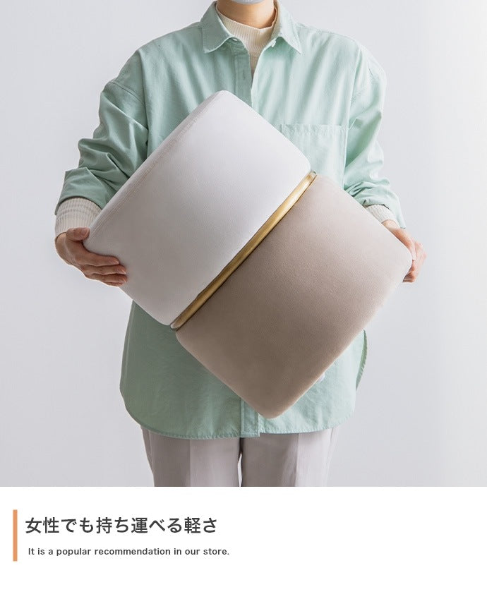 ベロア ドレッサースツール 高さ41cm バイカラースツール 丸 フェミニン 完成品