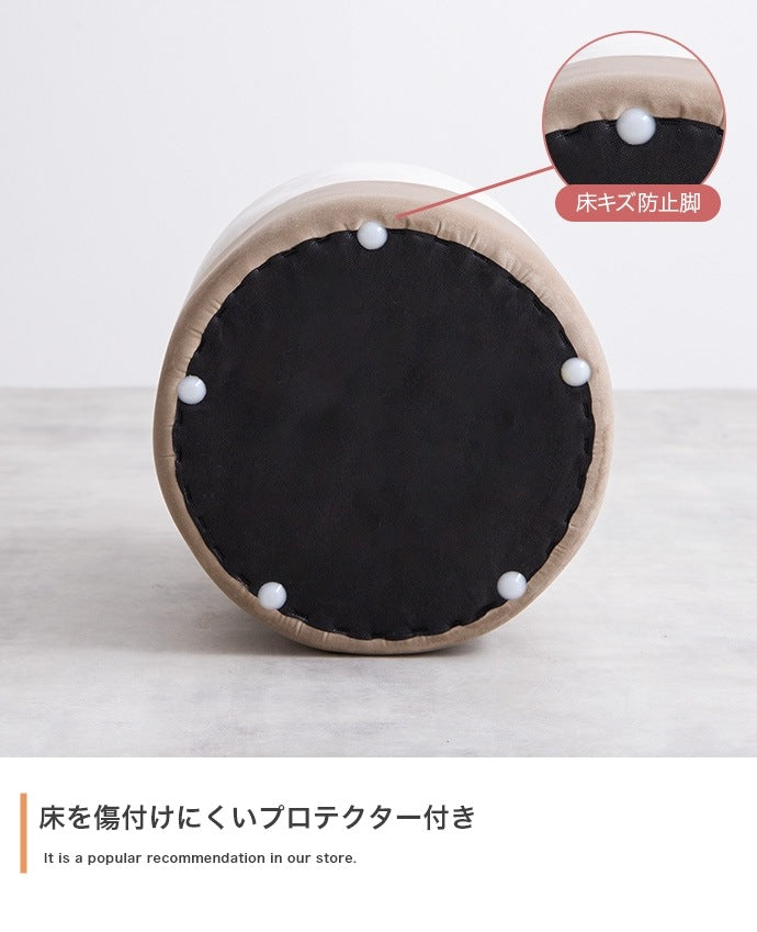 ベロア ドレッサースツール 高さ41cm バイカラースツール 丸 フェミニン 完成品