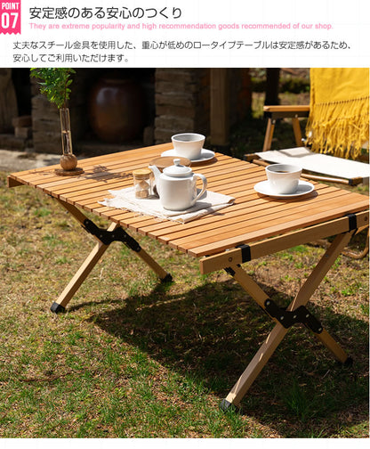 ウッドテーブル 幅62cm コンパクトに持ち運び キャンプ ガーデニング ピクニック