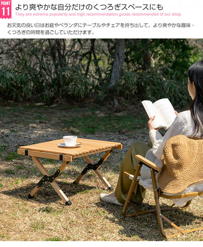 ウッドテーブル 幅62cm コンパクトに持ち運び キャンプ ガーデニング ピクニック
