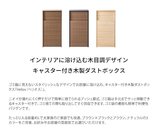 キャスター移動できる 棚のような ゴミ箱 45L ダストボックス スタイリッシュ